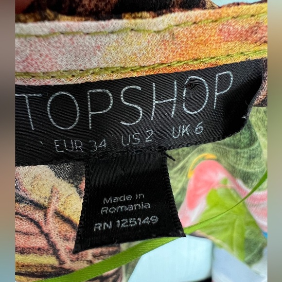 TOPSHOP Tropical 🏝️ 🦩 Print Kimono Cardigan Jacket Top Sz 2 - Picture 4 of 8